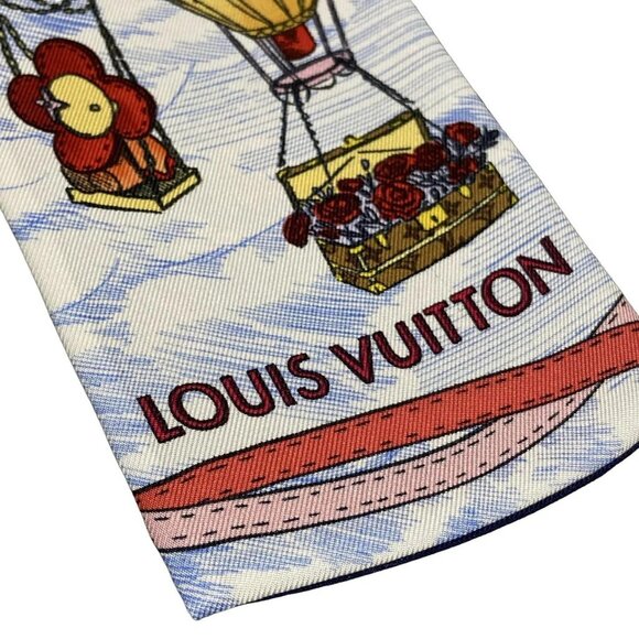 Auth LOUIS VUITTON bandwidth up and away M77681 Blue Vivienne - GM2242 Scarf - Picture 5 of 5